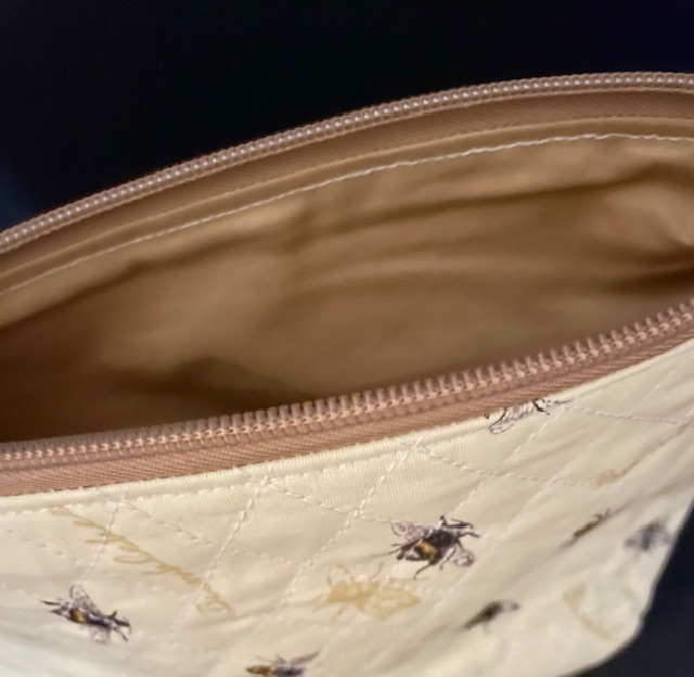 Bee Pattern Quilted Cosmetic Bag