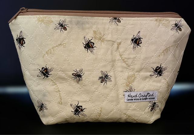 Bee Pattern Quilted Cosmetic Bag