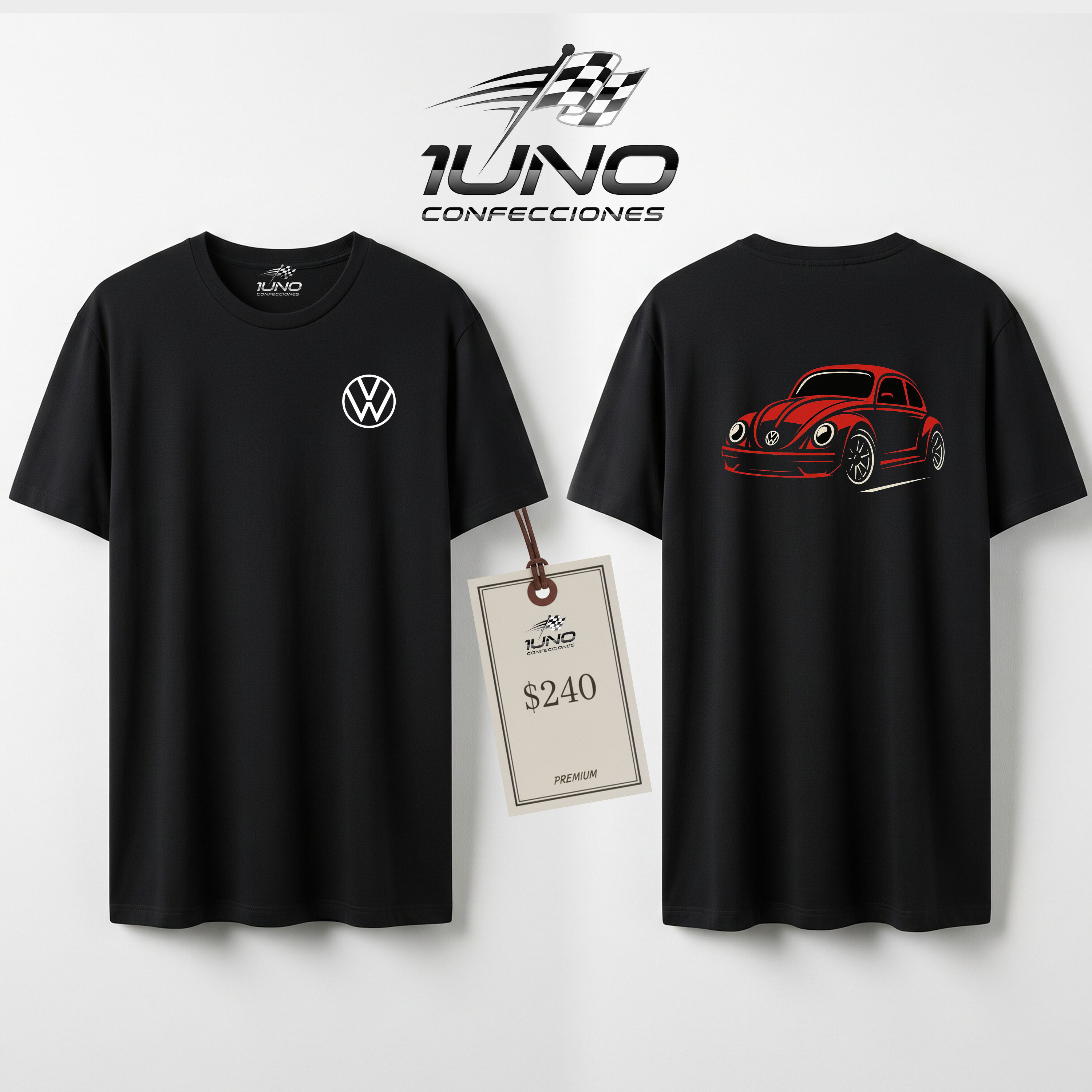 Playera negra con diseño de Vocho