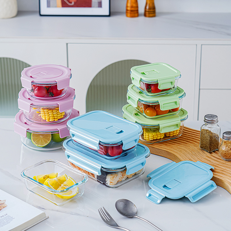 Stackable Glass Food Storage Containers with air hole lid