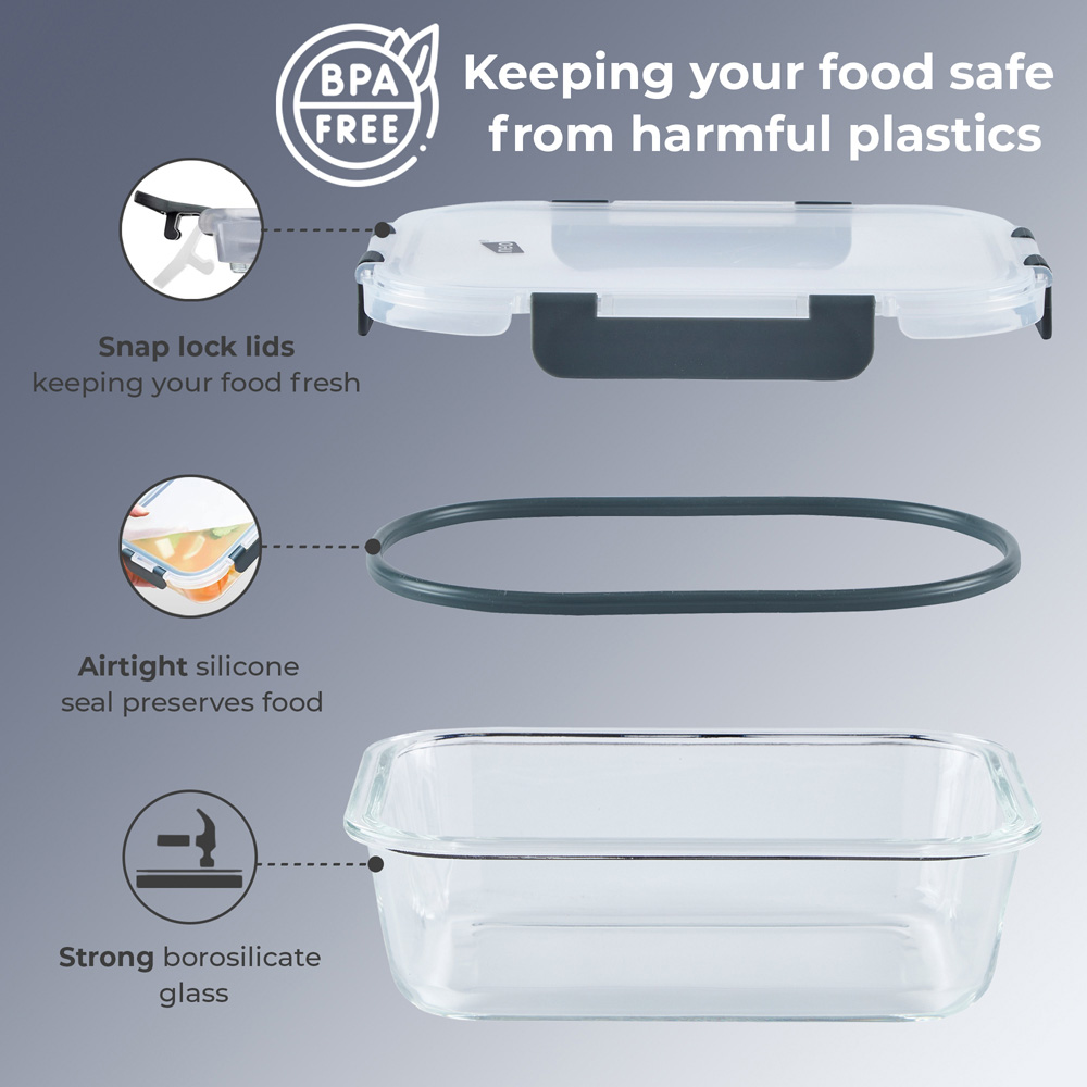Glass Food Storage Containers set with Lockable Lid