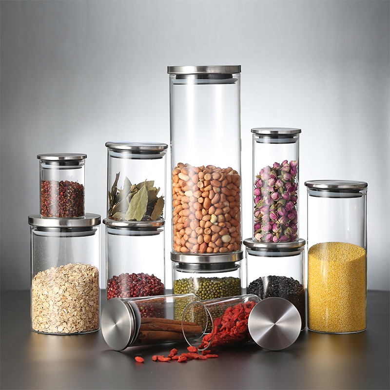 Glass Storage Jars with Stainless Steel Lid