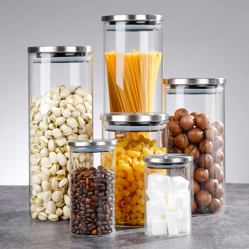 Glass Storage Jars with Stainless Steel Lid