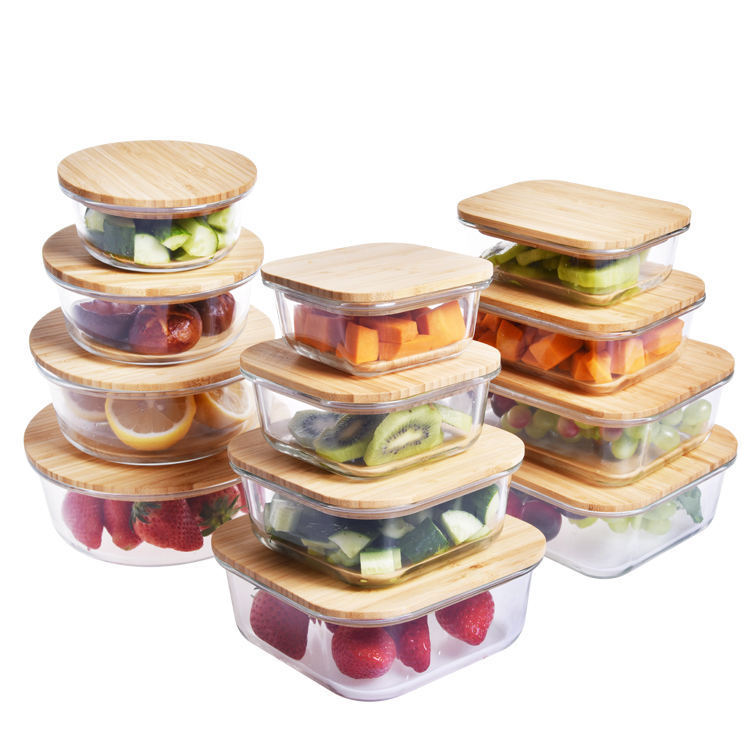 Glass Food Storage Containers with Bamboo Lids