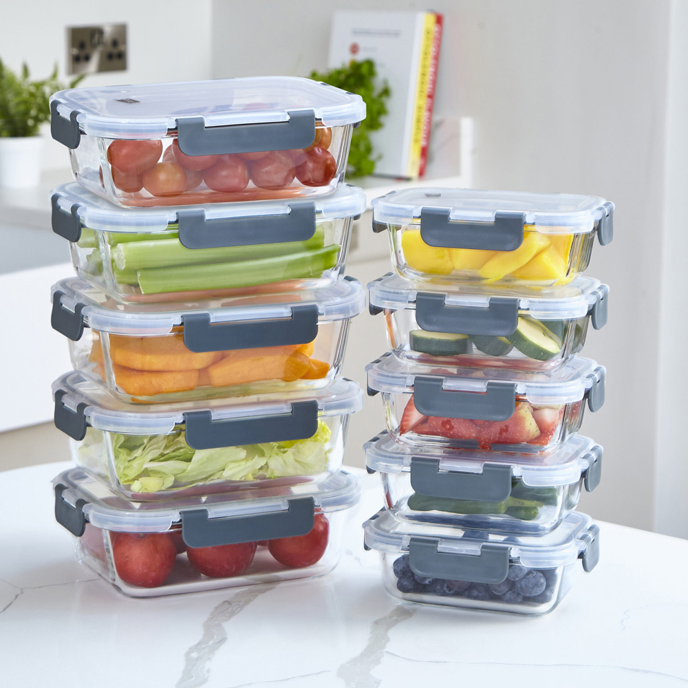 Glass Food Storage Containers set with Lockable Lid