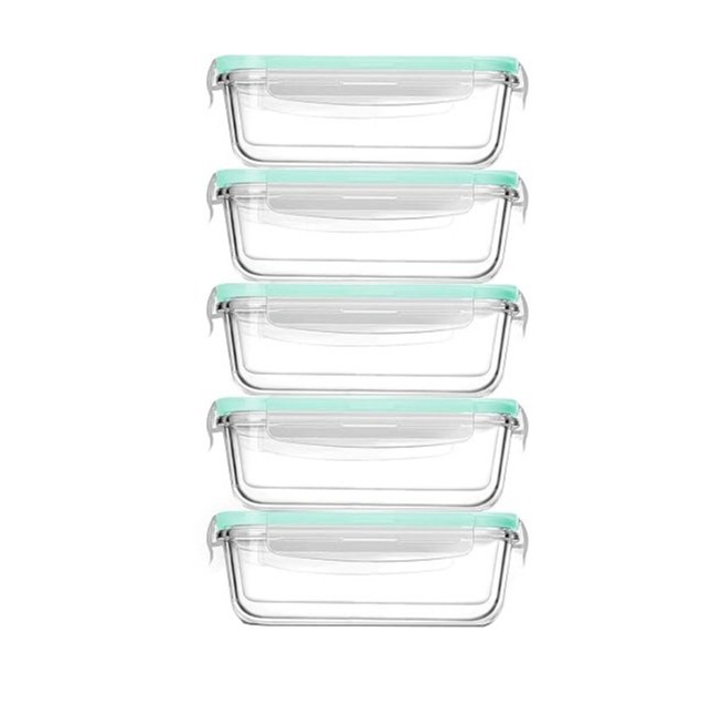 Stackable Glass Food Storage Container 5 pack Set