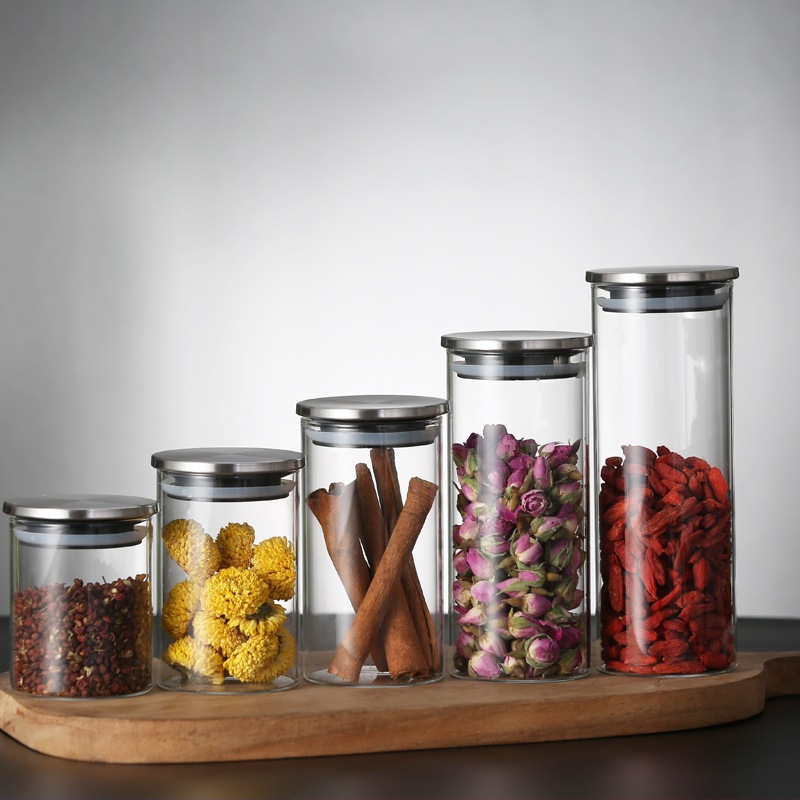 Glass Storage Jars with Stainless Steel Lid