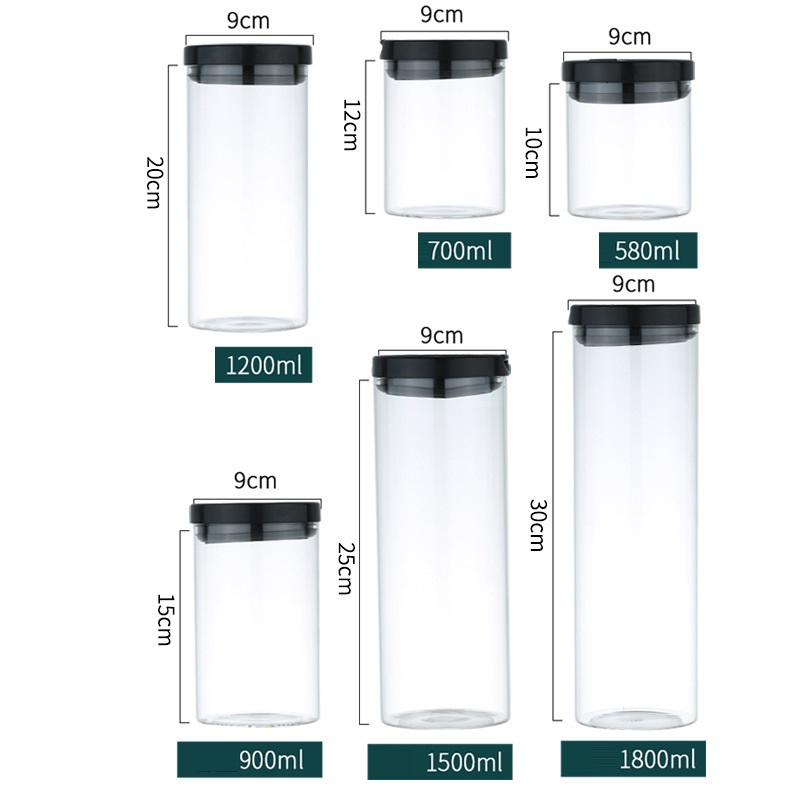 Transparent Glass Storage Containers with Snap Lid