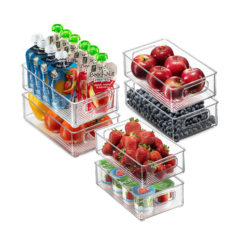 Clear Stackable Refrigerator fridge Organizer Bins pack set