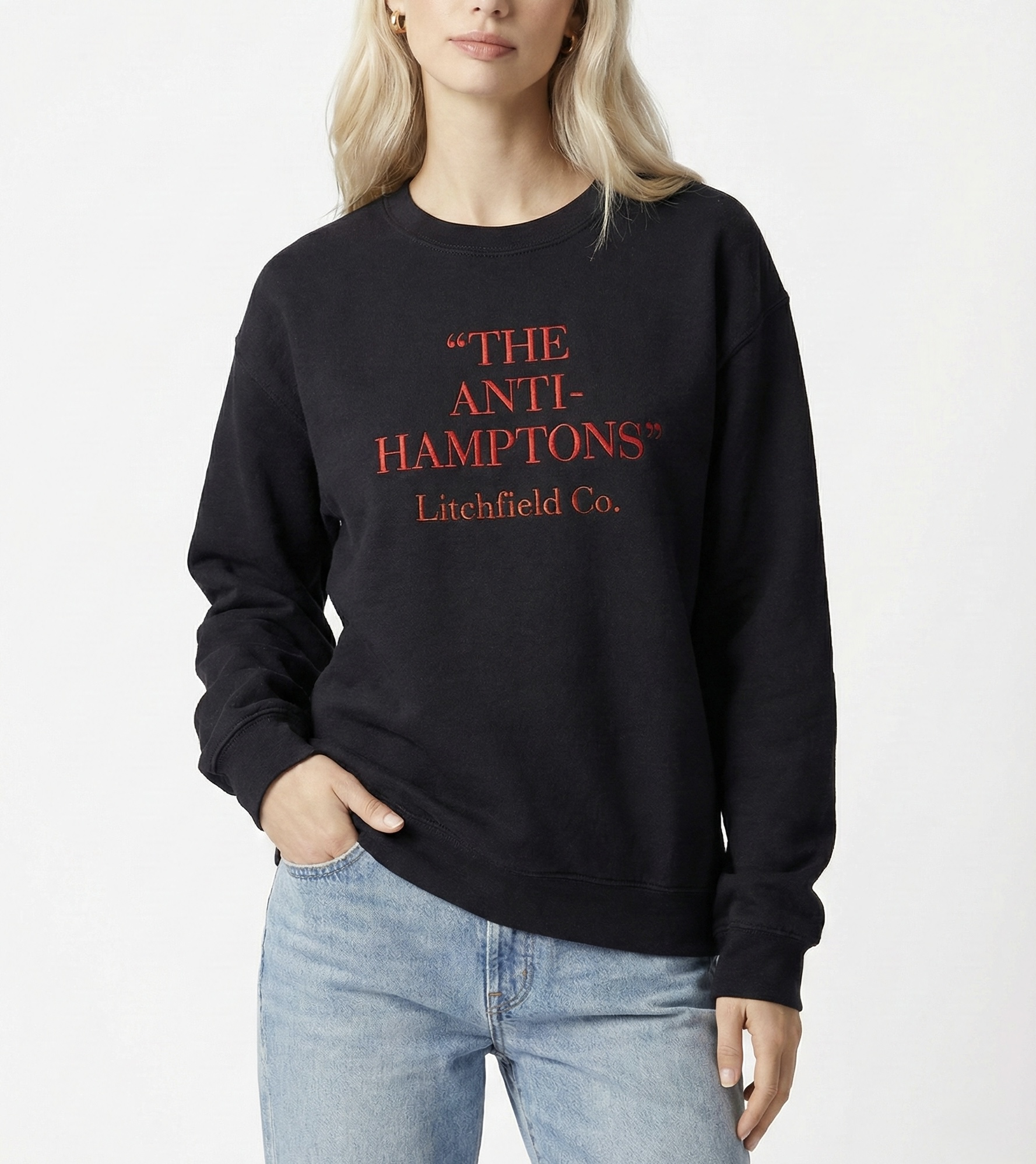 "Anti-Hamptons" ™ Crewneck Sweatshirt Black