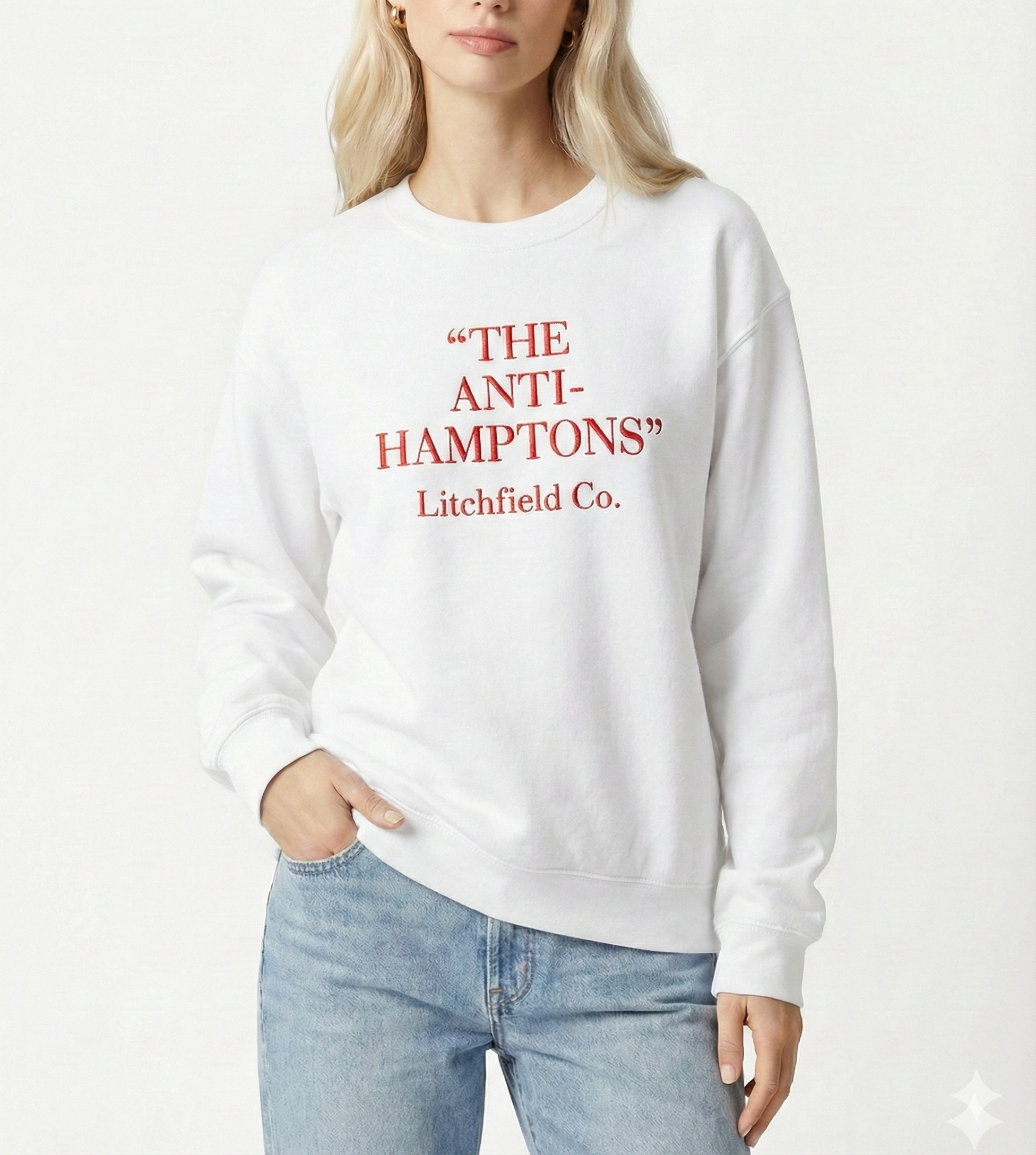 "Anti-Hamptons" ™ Crewneck Sweatshirt White