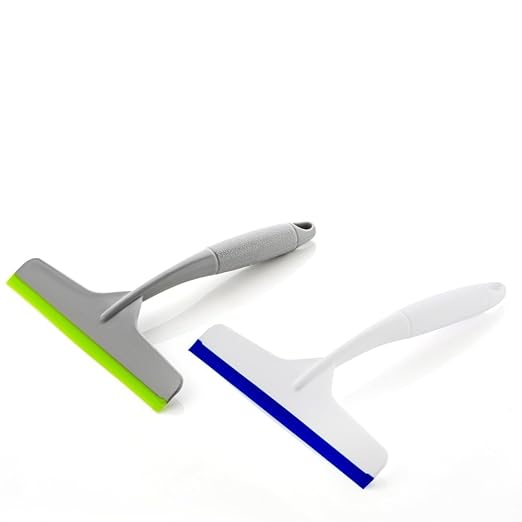 Kitchen & Window Squeegee, Multi-Surface Glass Cleaning Wiper Set, Grey and White, 2 Pack