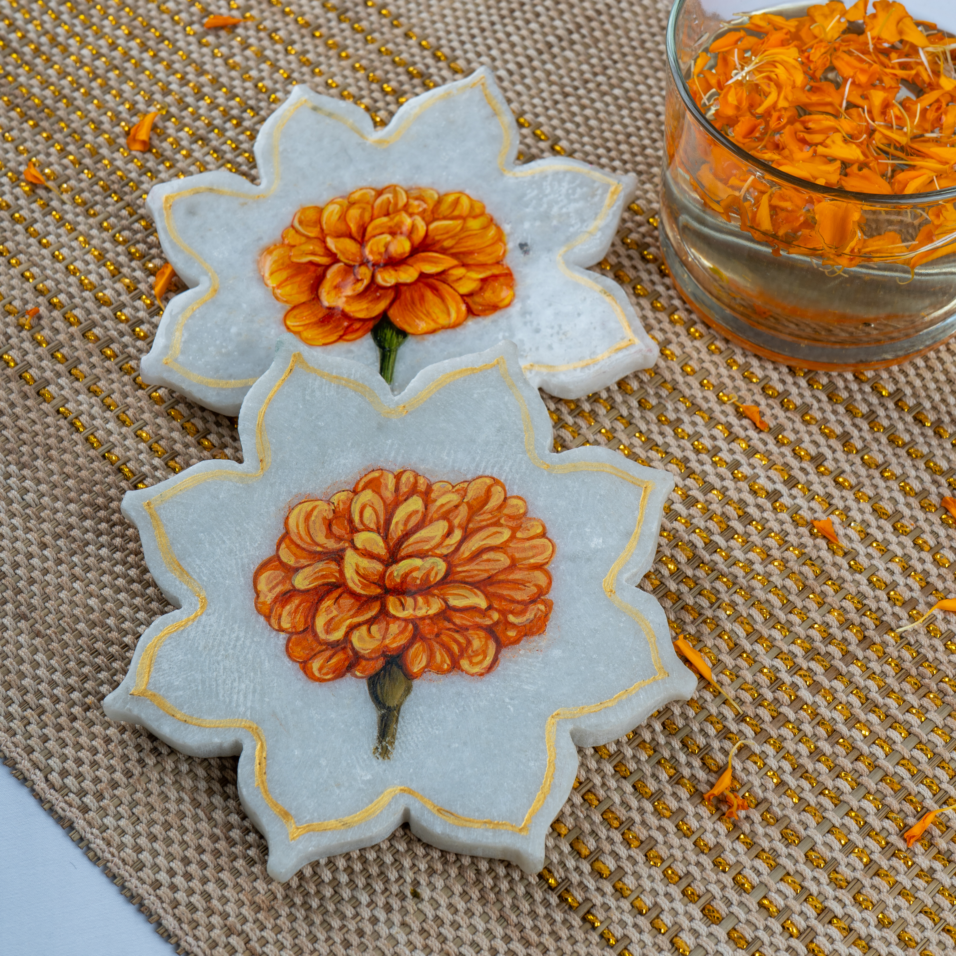 Kesariya Flower Coaster- Intricate