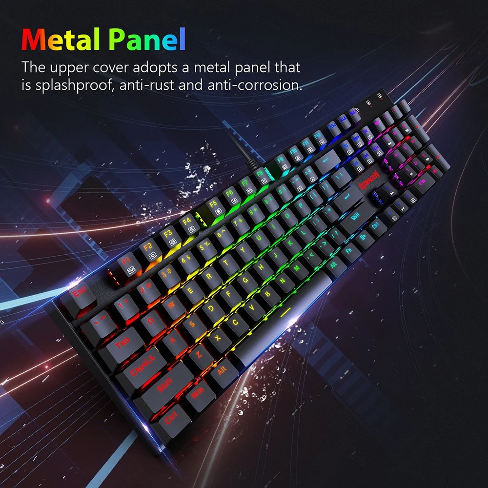 Redragon K565R RUDRA Gaming Mechanical Keyboard BLUE Switch Rainbow LED Lighting