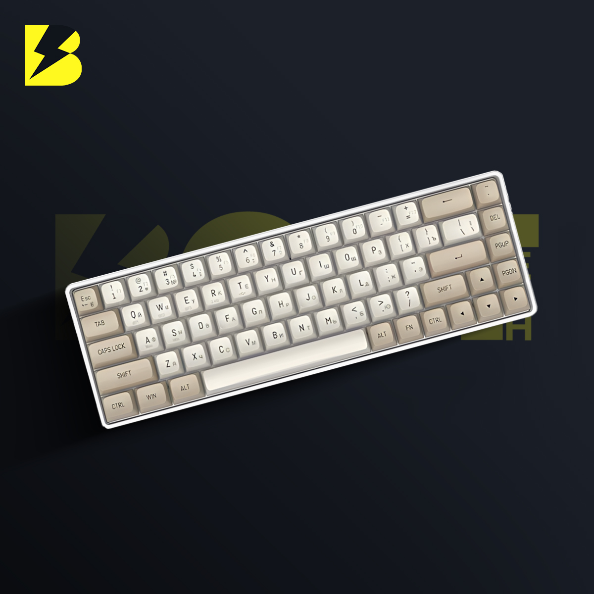 AIGO A68 3 Mode Wireless Bluetooth Wired Gaming Mechancial Keyboard Yellow Switch Hot Swappable 