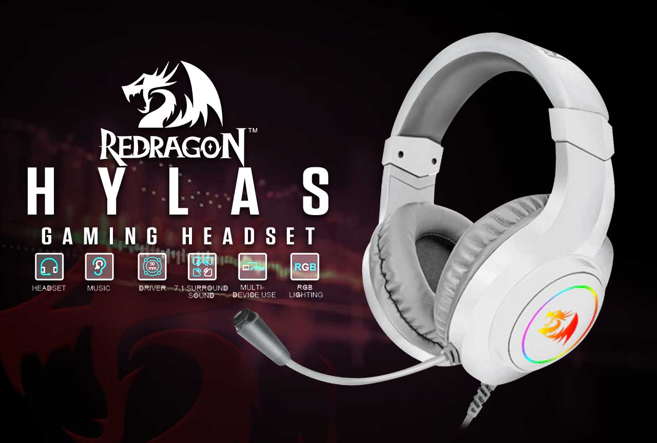 Redragon Hylas H260 RGB Wired Gaming Headset with Microphone ( White )