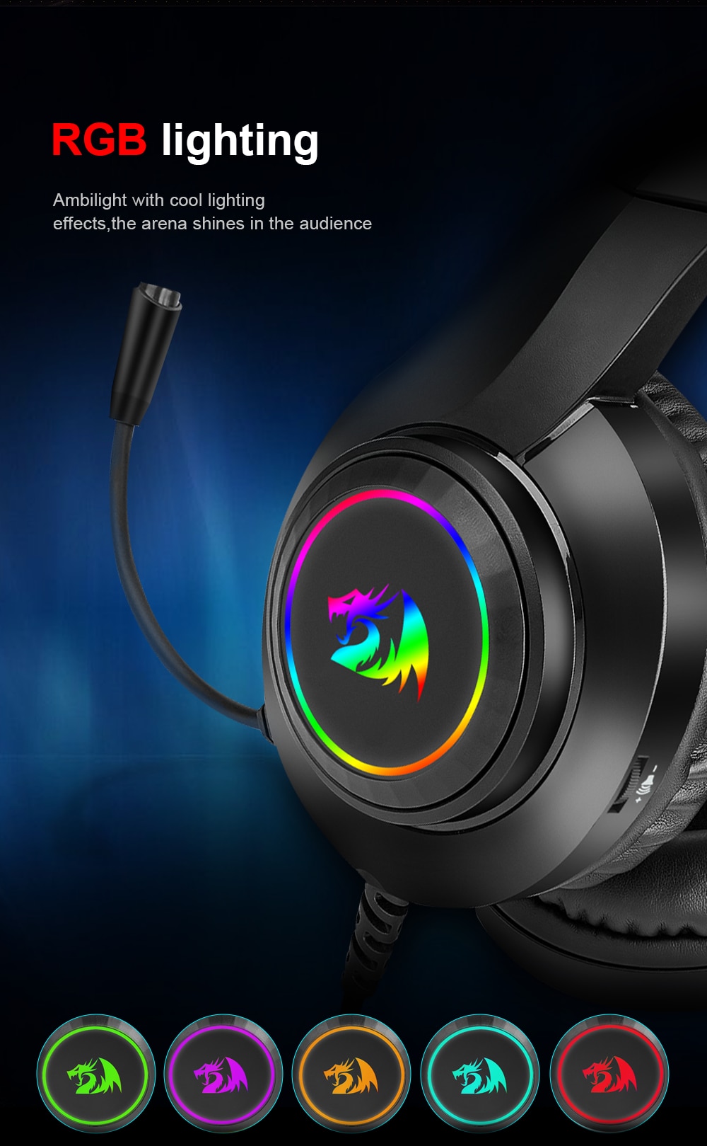 Redragon Hylas H260 RGB Wired Gaming Headset with Microphone ( Black )