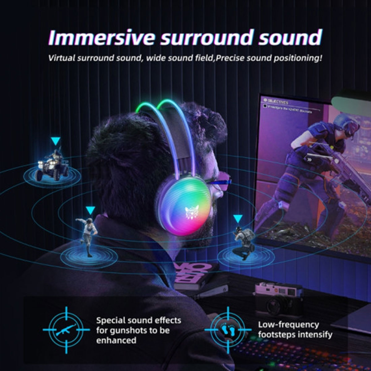 ONIKUMA X29 Gaming Headset  Wired PC Headphones with Microphone RGB Lighting