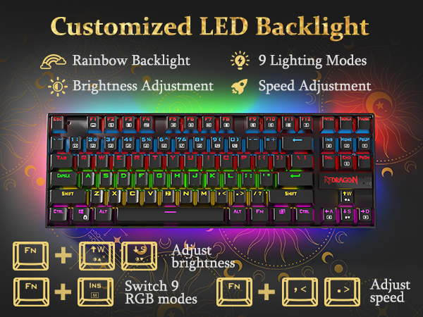 Redragon K552 KUMARA Red Switch Rainbow Mechanical Gaming Keyboard