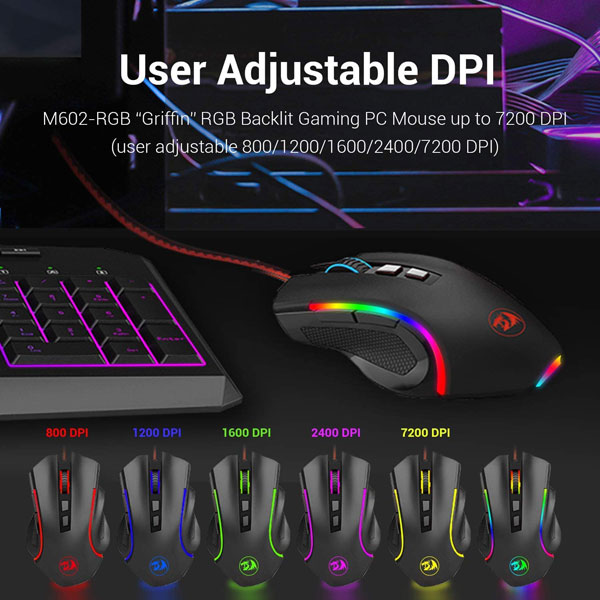 Redragon M607 Griffin 7200 DPI RGB Gaming Mouse
