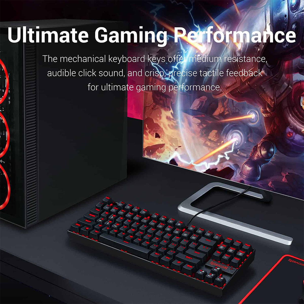 Redragon K552 KUMARA Mechanical Gaming Keyboard LED RED Backlit Wired Keyboard with Red Switches