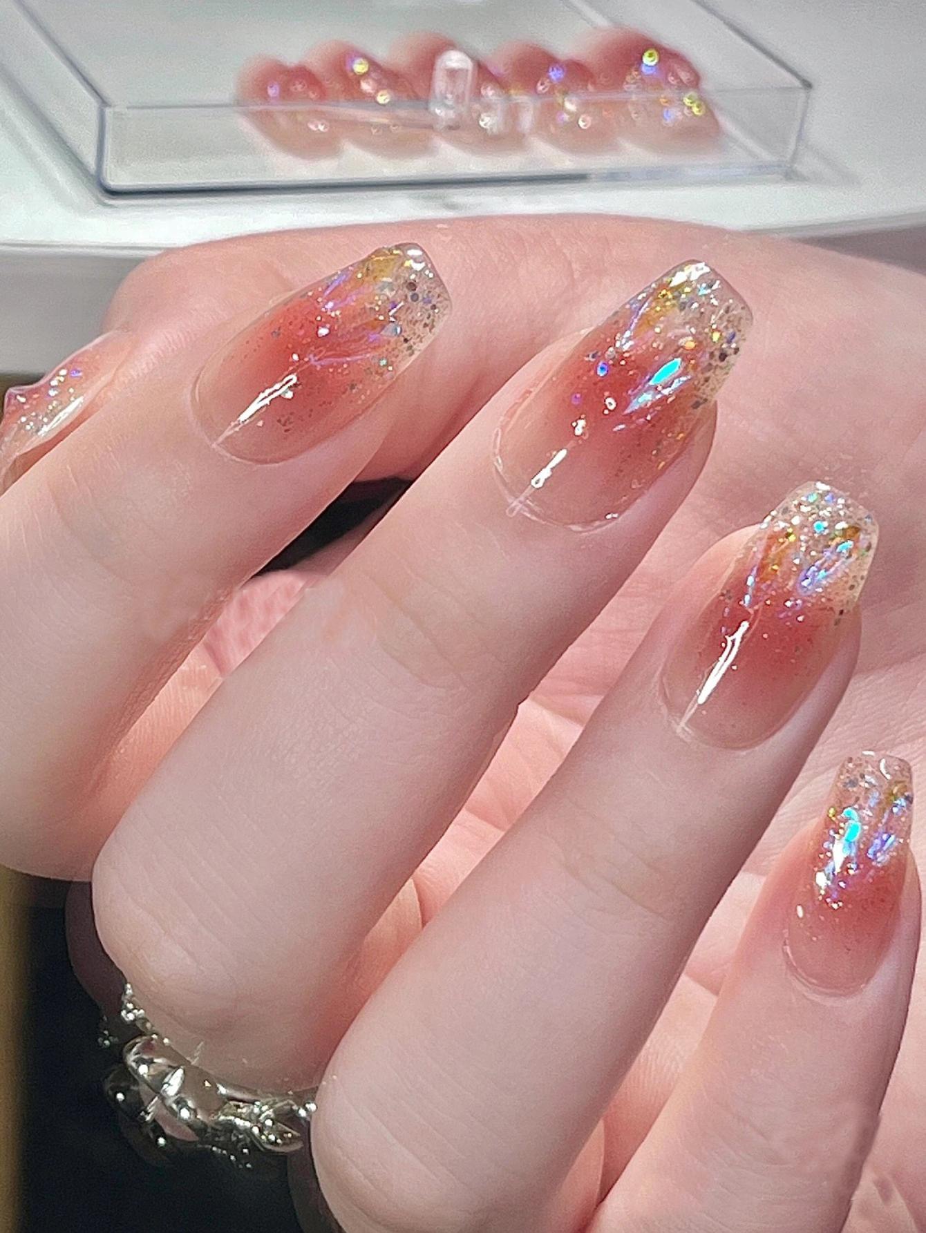 24 pcs Gradient Sparkle Press-On Nails