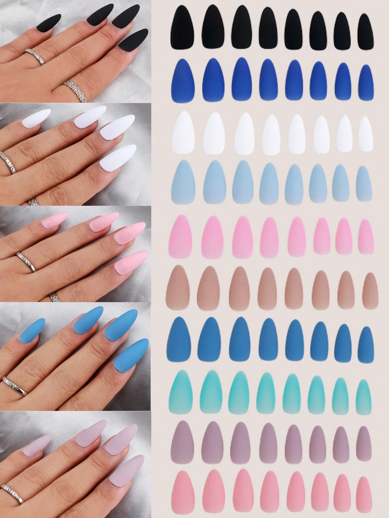 240 pcs Colorful Matte Press-On Nail Set