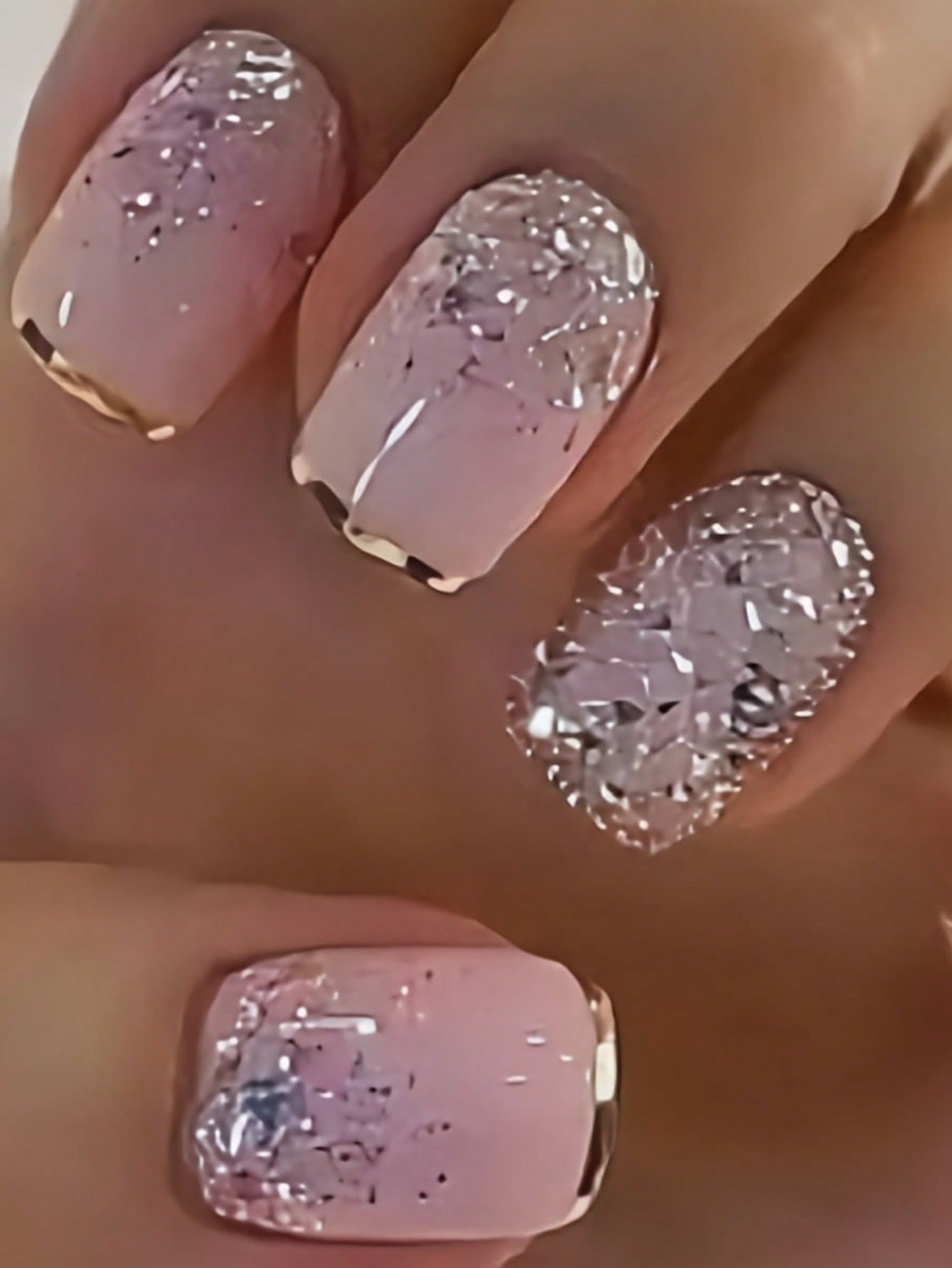 24 pcs Glitter Pink Nail Art