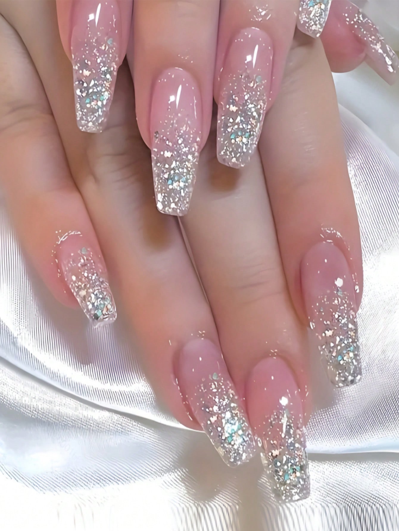24 pcs Glitter Ombre Acrylic Nails