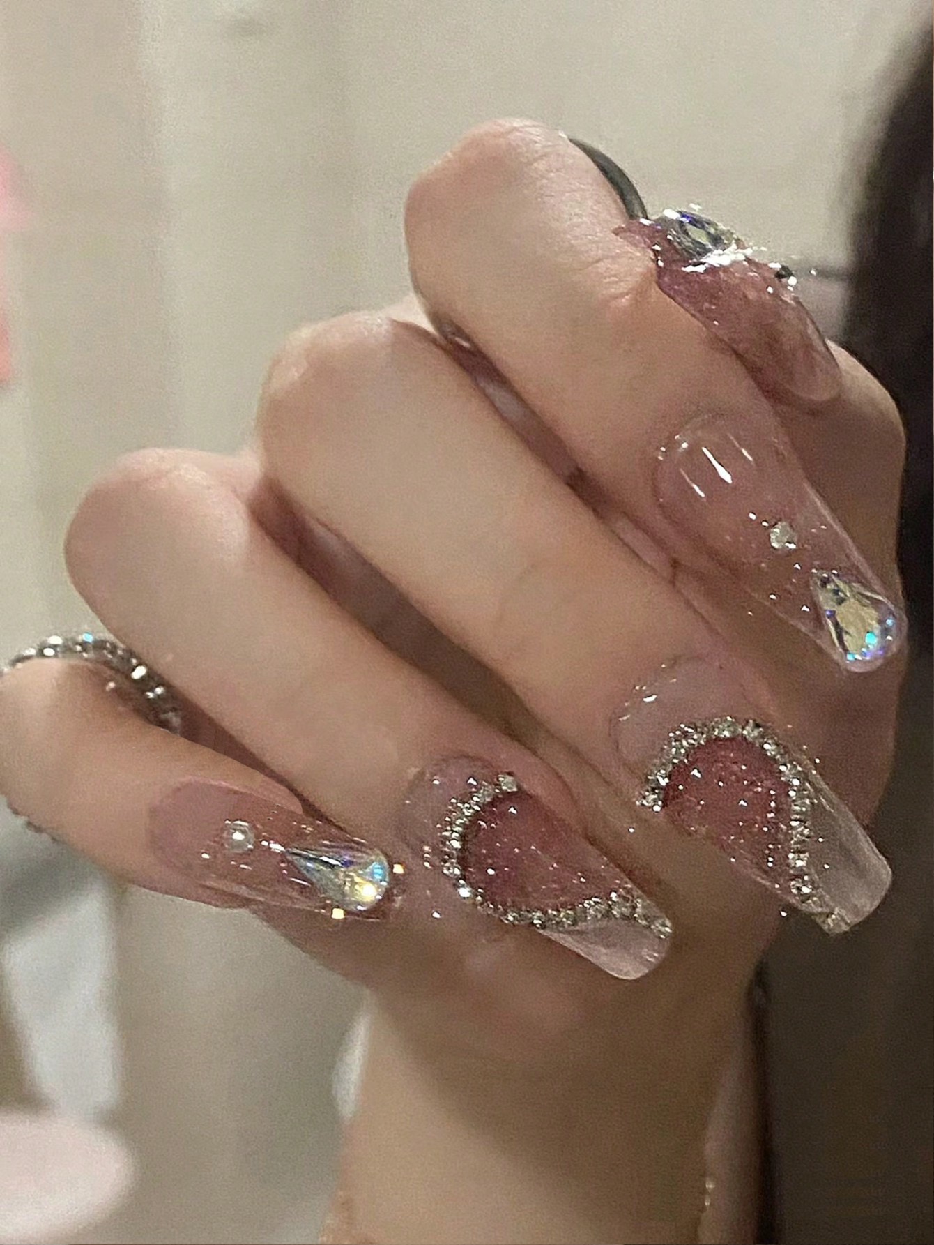 24 pcs Luxury Rhinestone Acrylic Nails