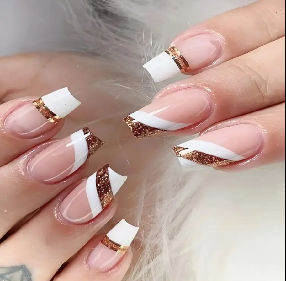 24 pcs Elegant French Manicure Nail Art