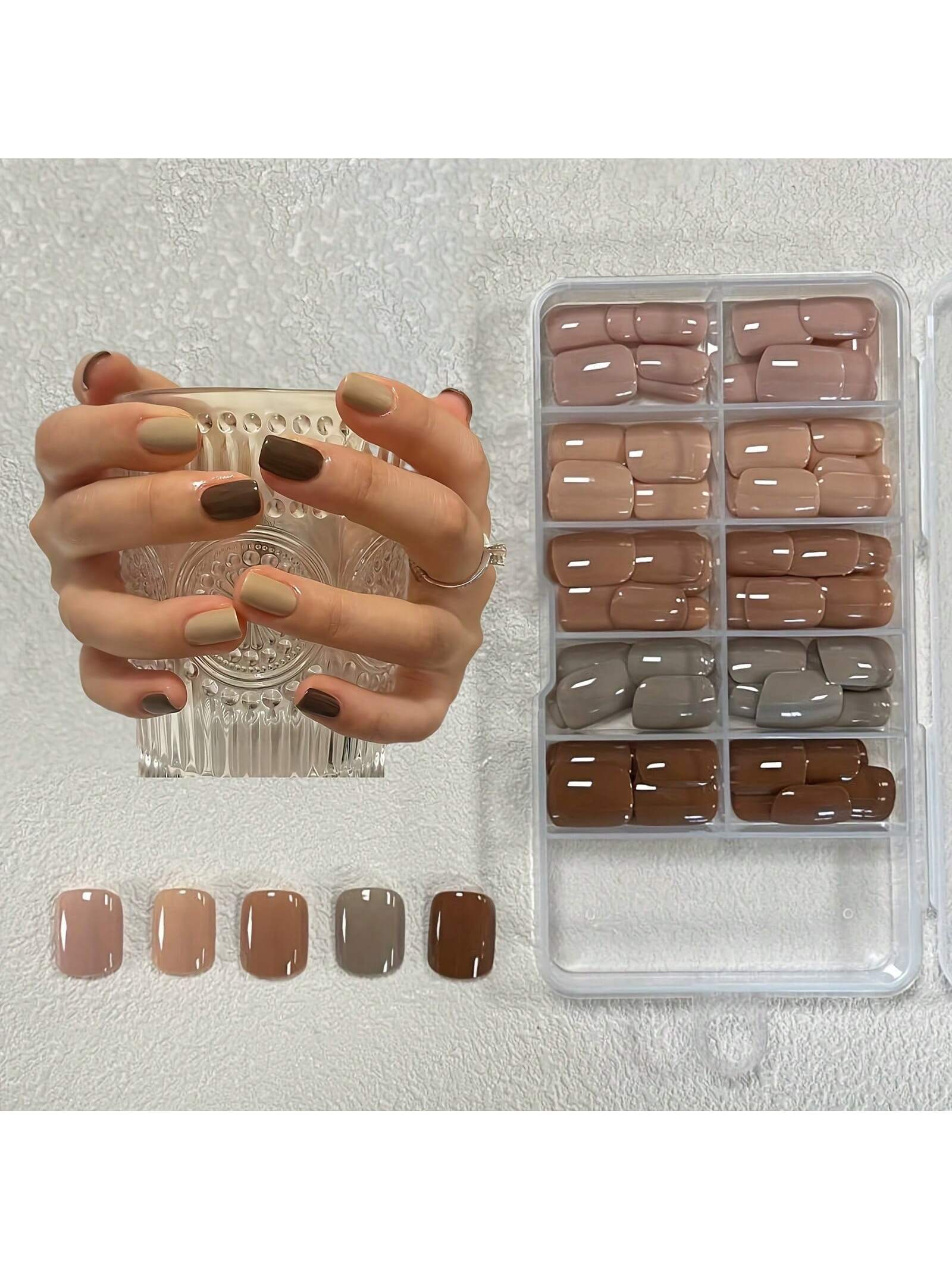 130 pcs Neutral Tone Press-On Nails Set