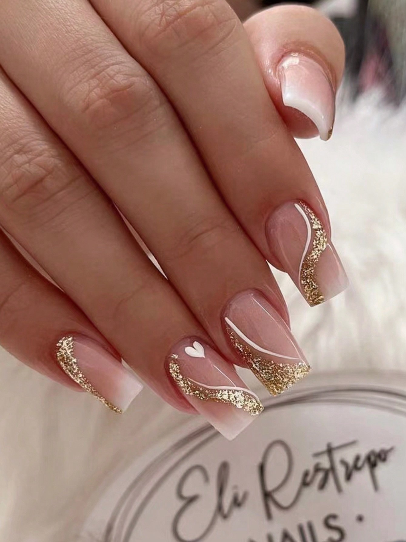 24 pcs Elegant Glitter French Nails
