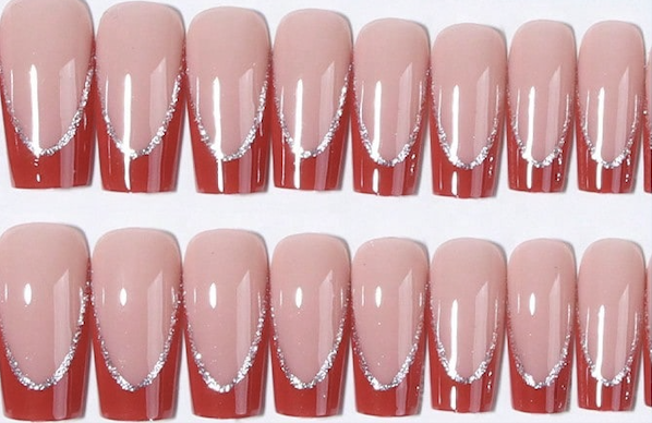 24 pcs Elegant Red French Press-On Nails
