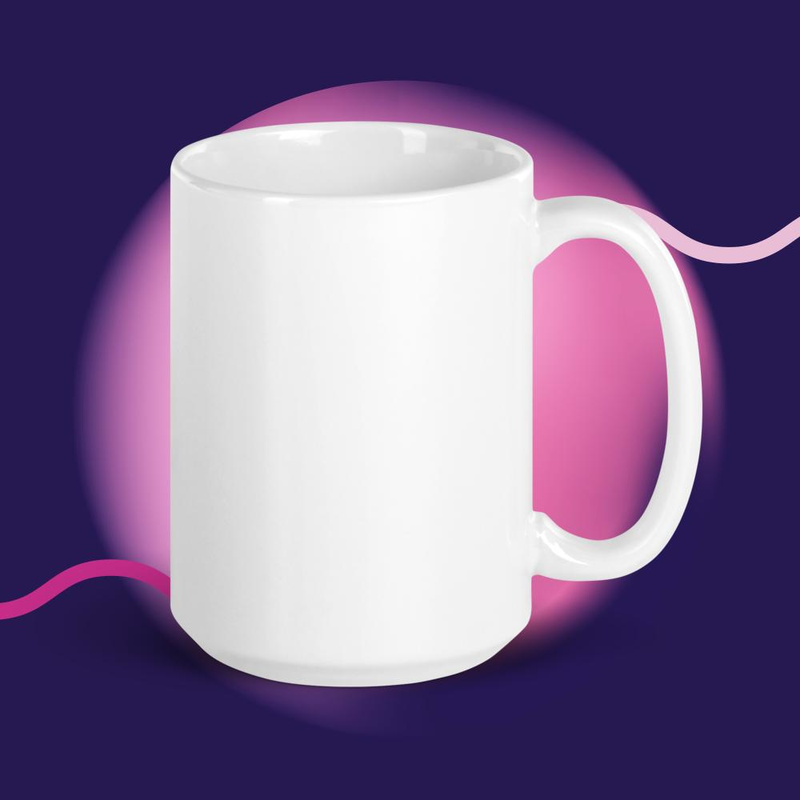 White glossy mug -Never Give Up !