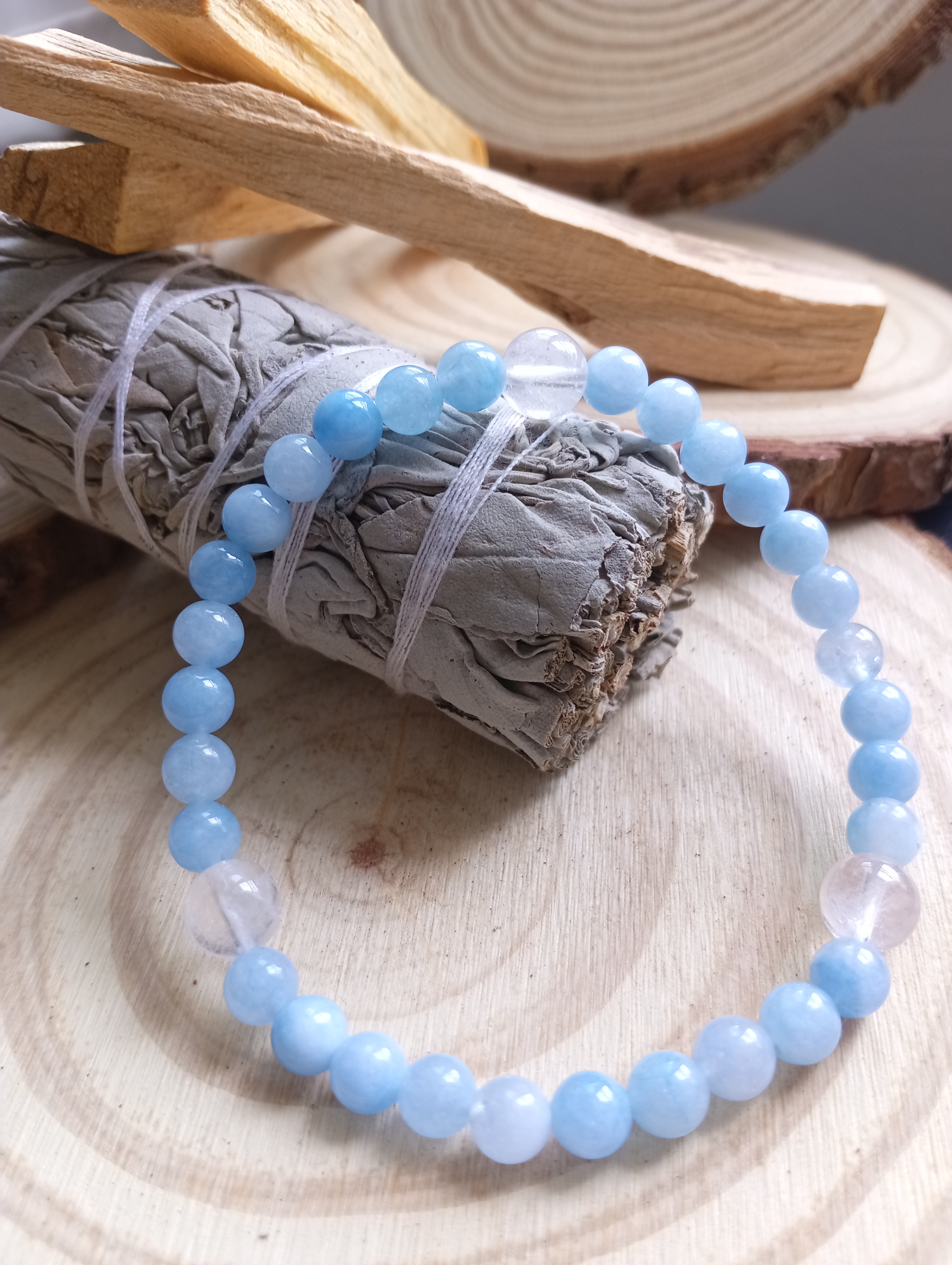Calcédoïne bleue et Cristal de roche