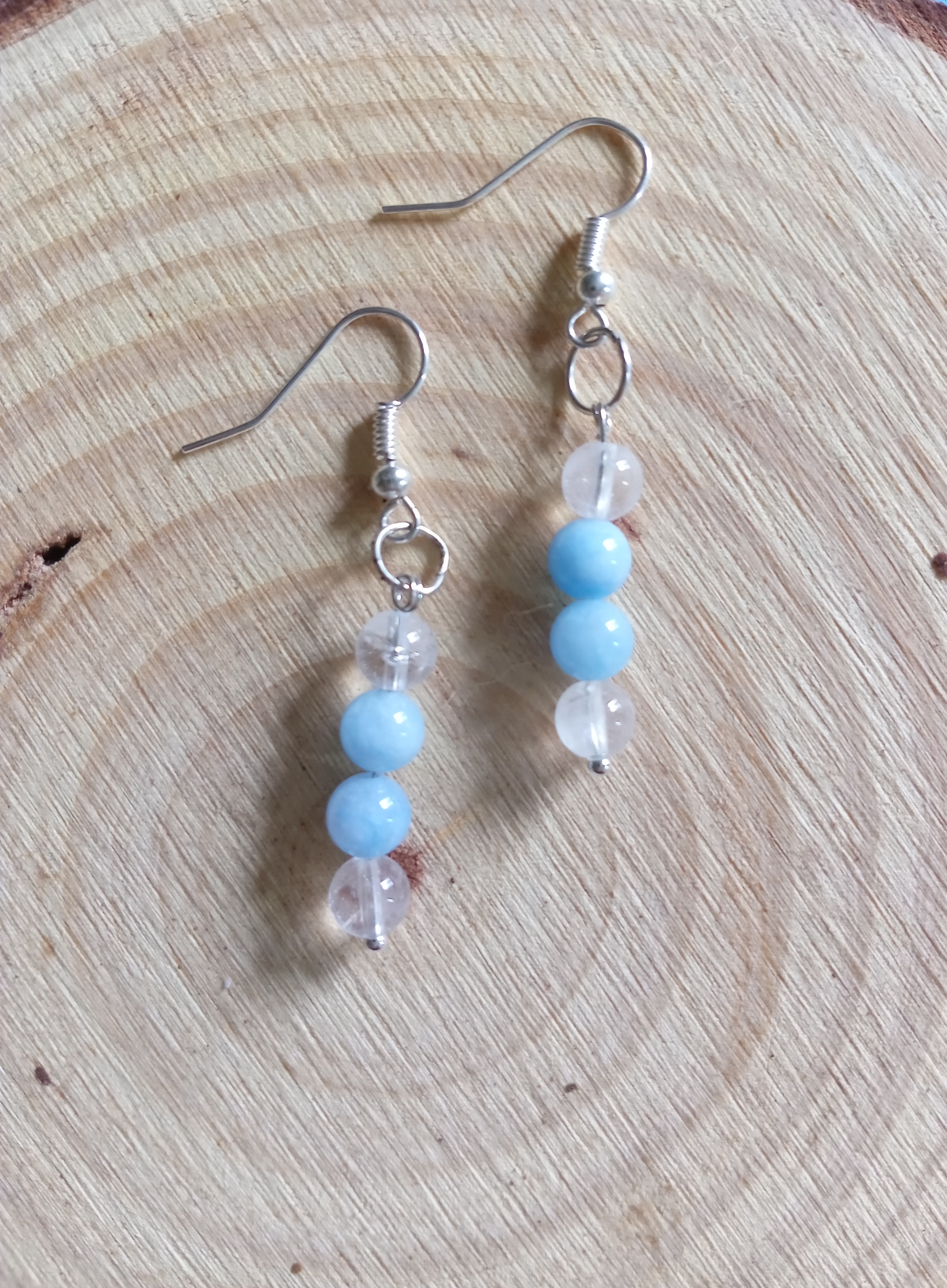 Calcédoine bleue et cristal de roche