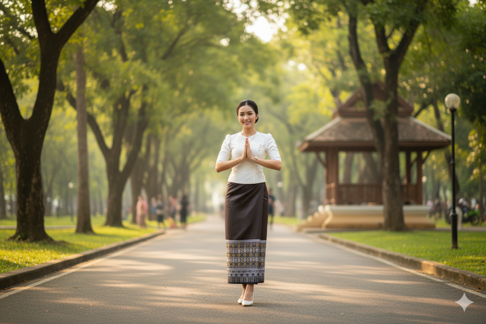 ສິ້ນໄໝລາບປົນ Traditional Lao Silk Skirt