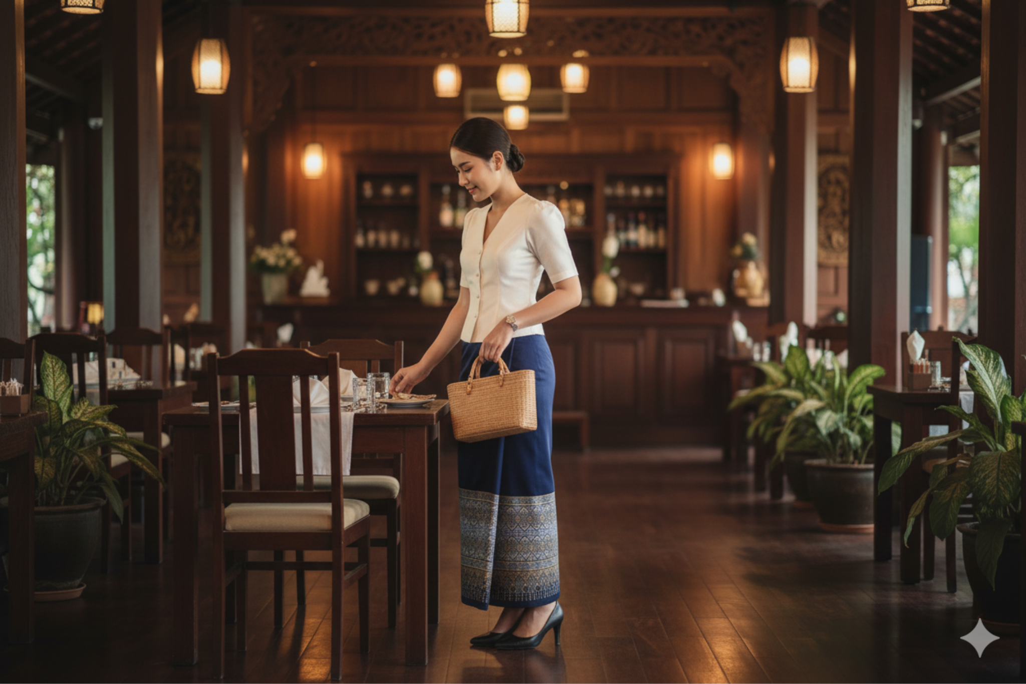 ສິ້ນໄໝລາບປົນ Traditional Lao Silk Skirt