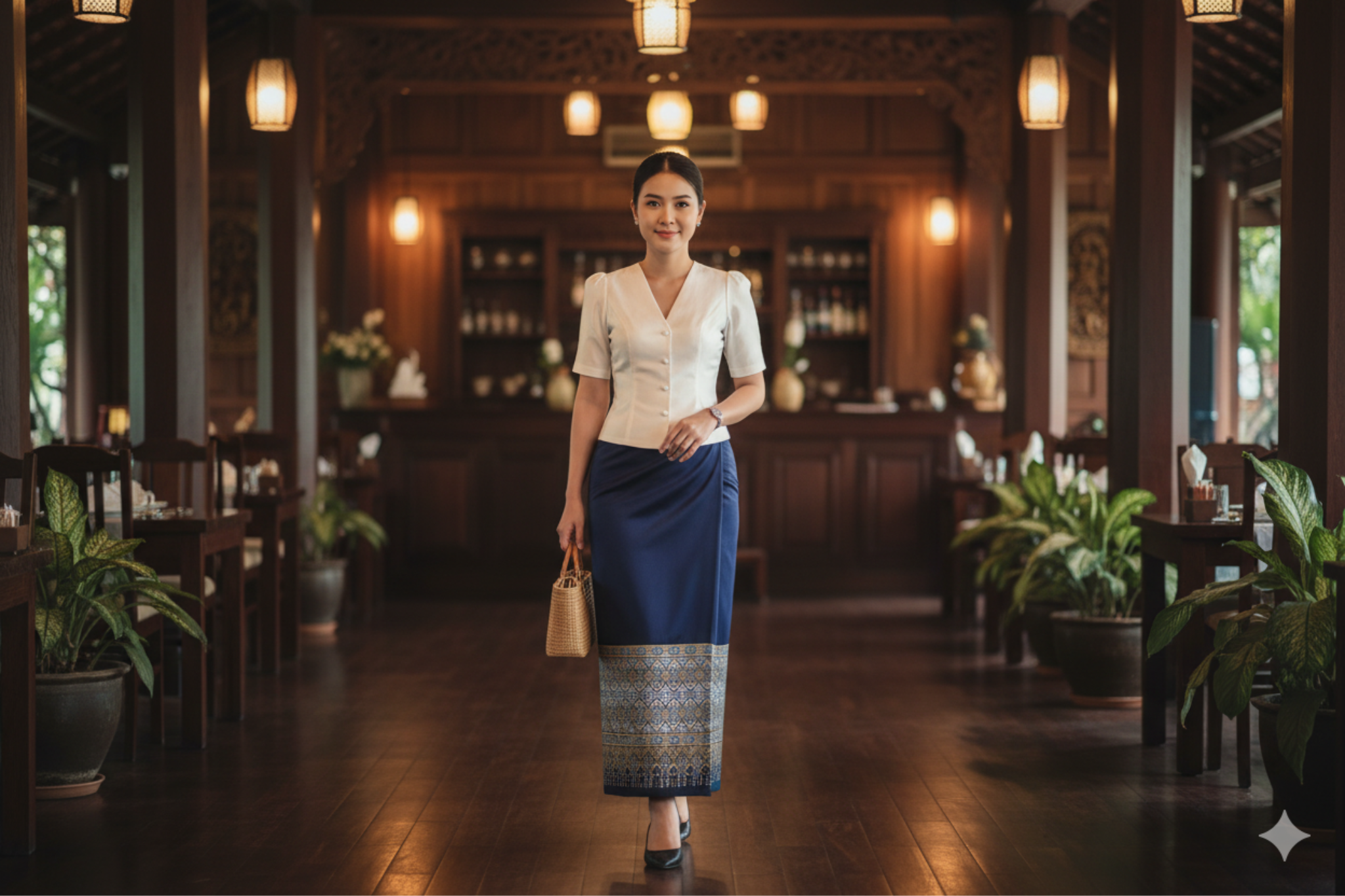 ສິ້ນໄໝລາບປົນ Traditional Lao Silk Skirt