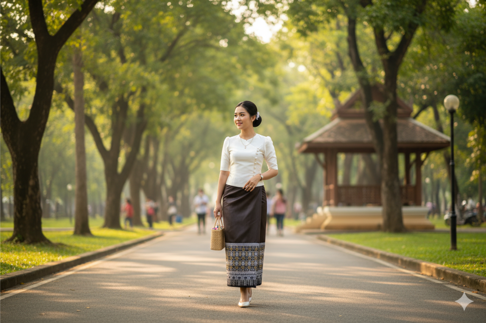 ສິ້ນໄໝລາບປົນ Traditional Lao Silk Skirt