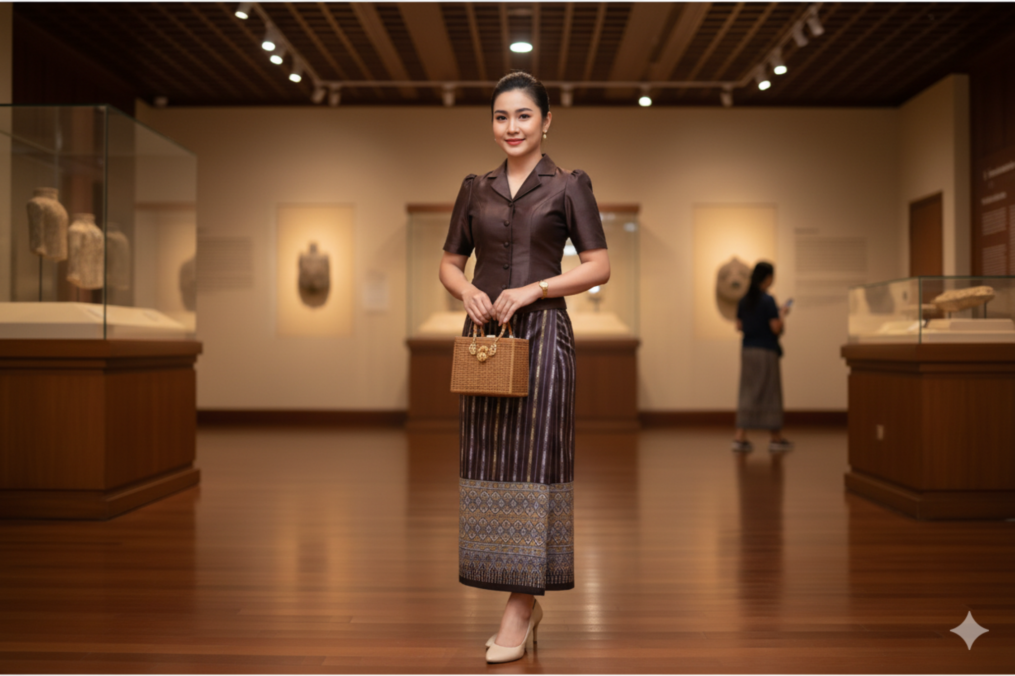 ສິ້ນໄໝລາບປົນ Traditional Lao Silk Skirt