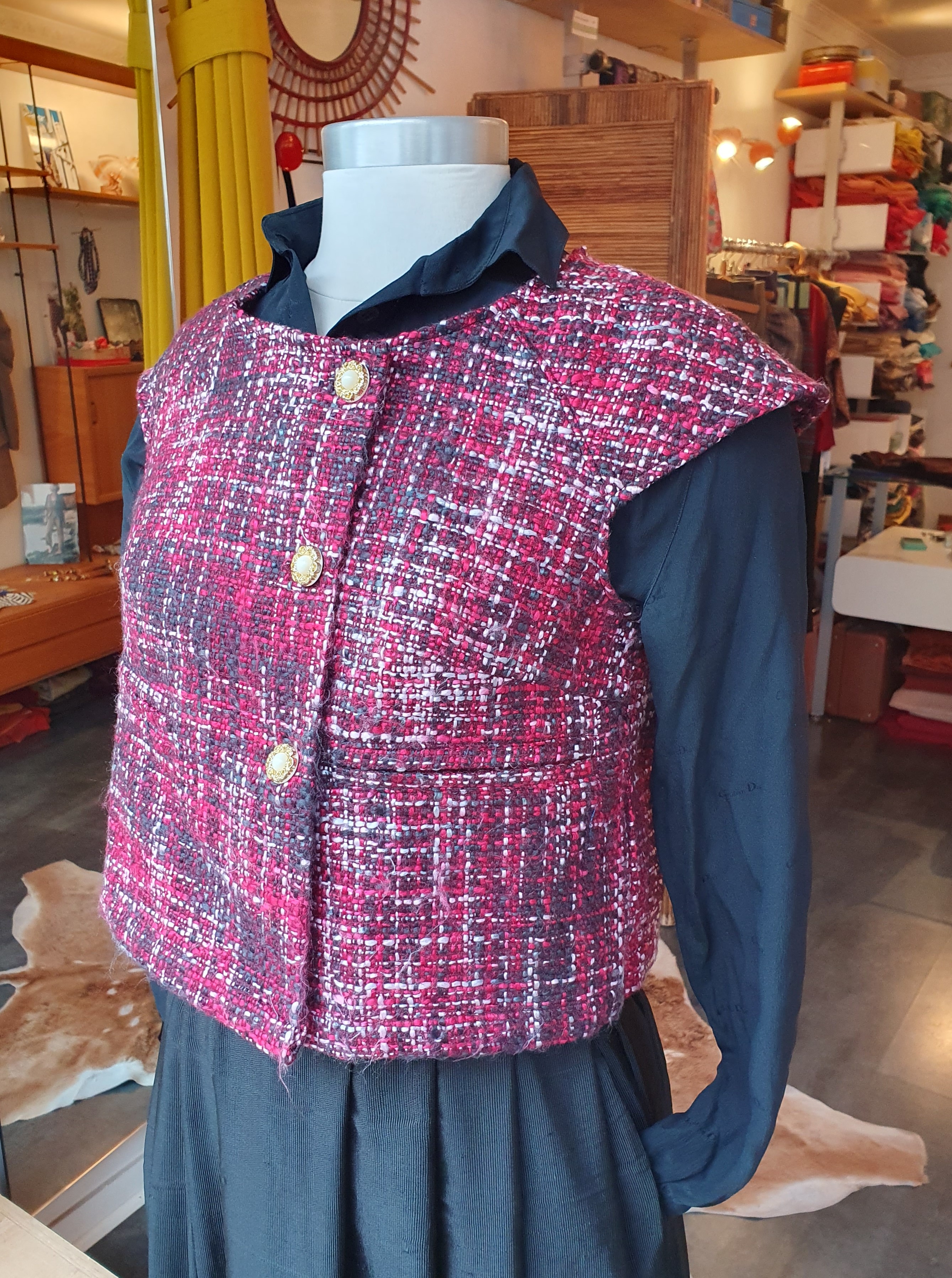 gilet sans manches framboise