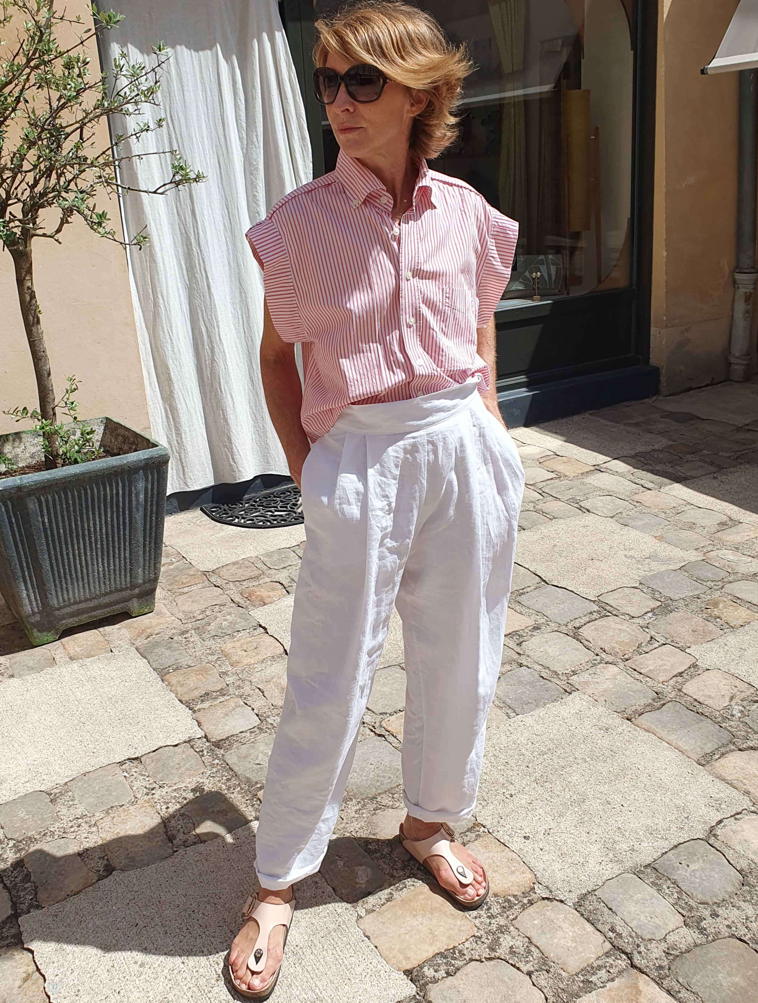 chemise militante pink pinstripe