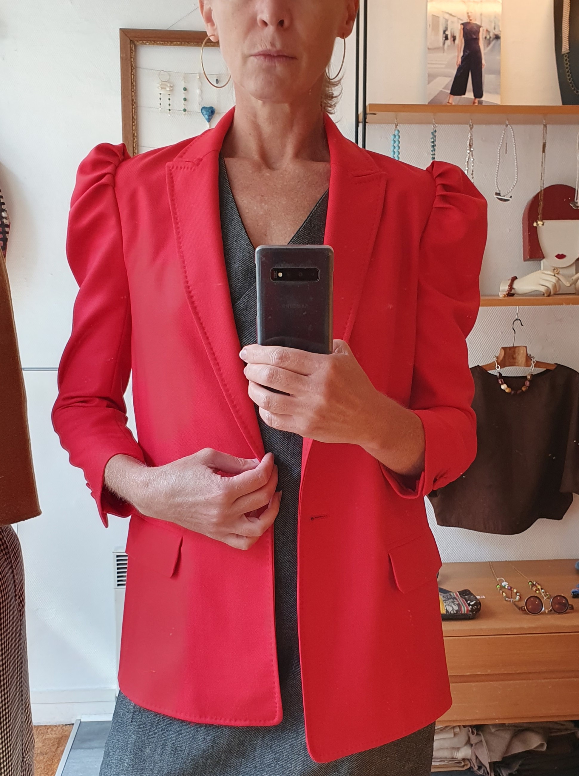 puff sleeve jacket carmin