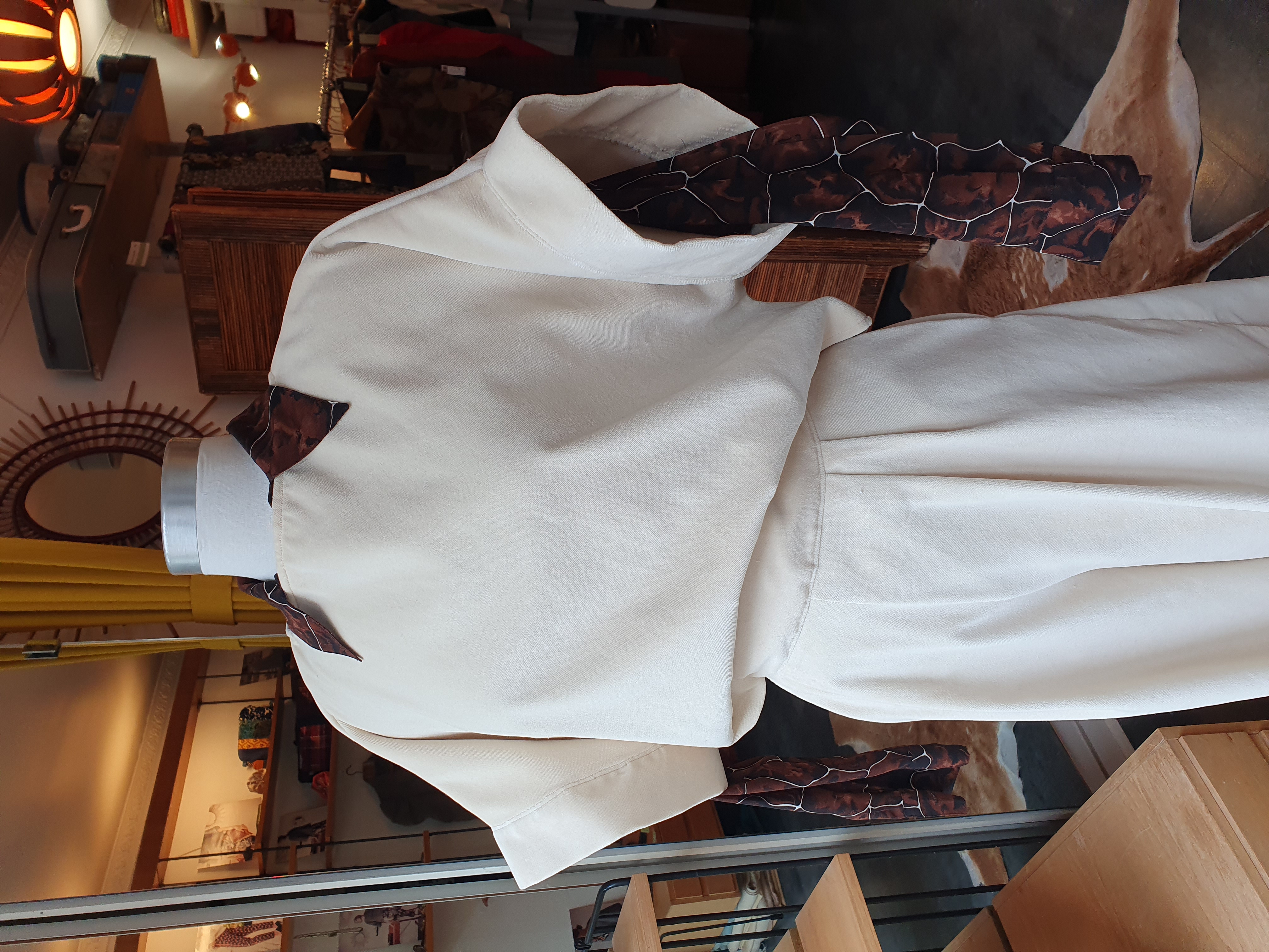 pull manches courtes velours blanc cassé