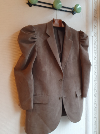 taupe puff sleeve blazer