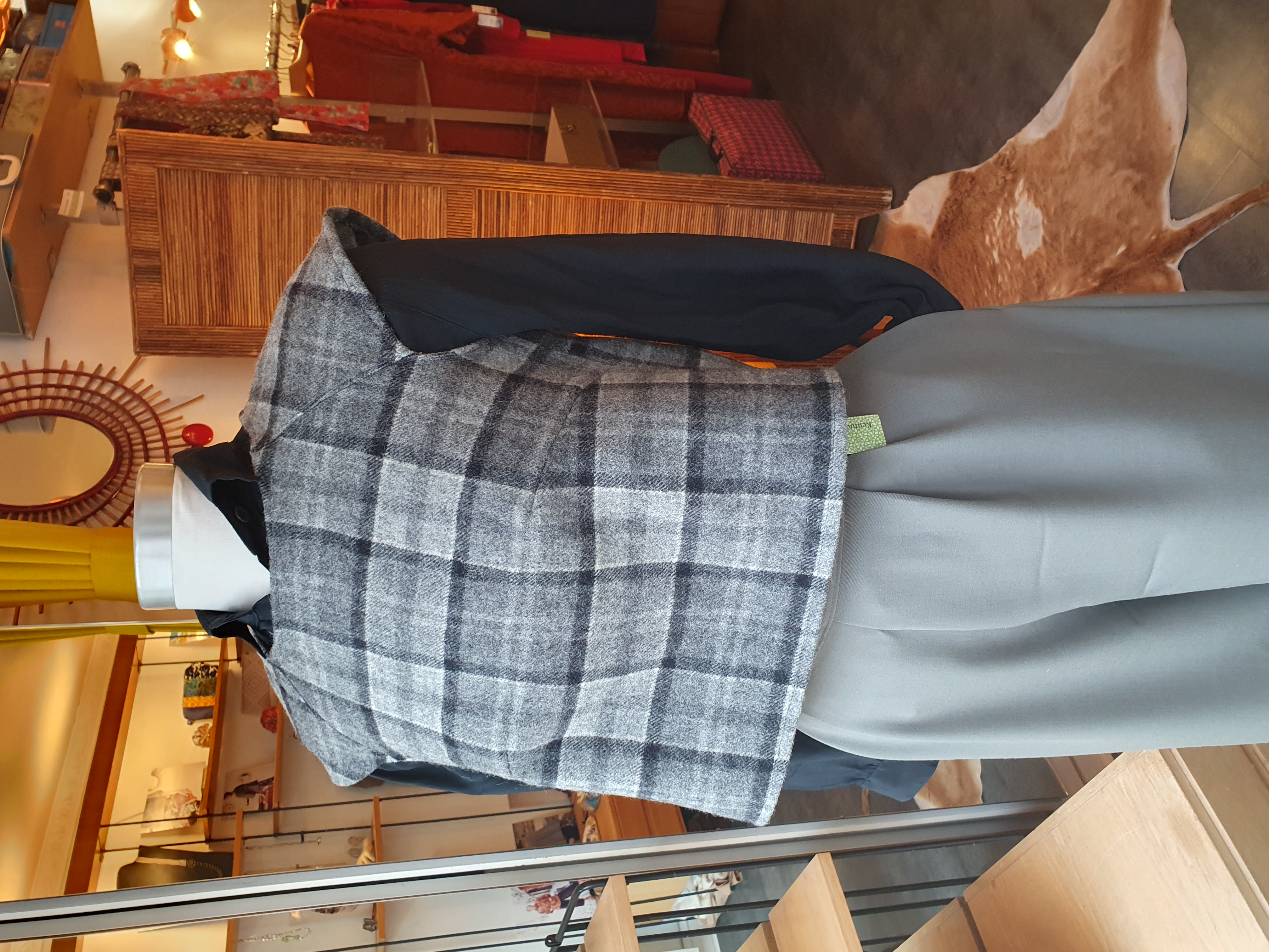 crop top laine tartan gris