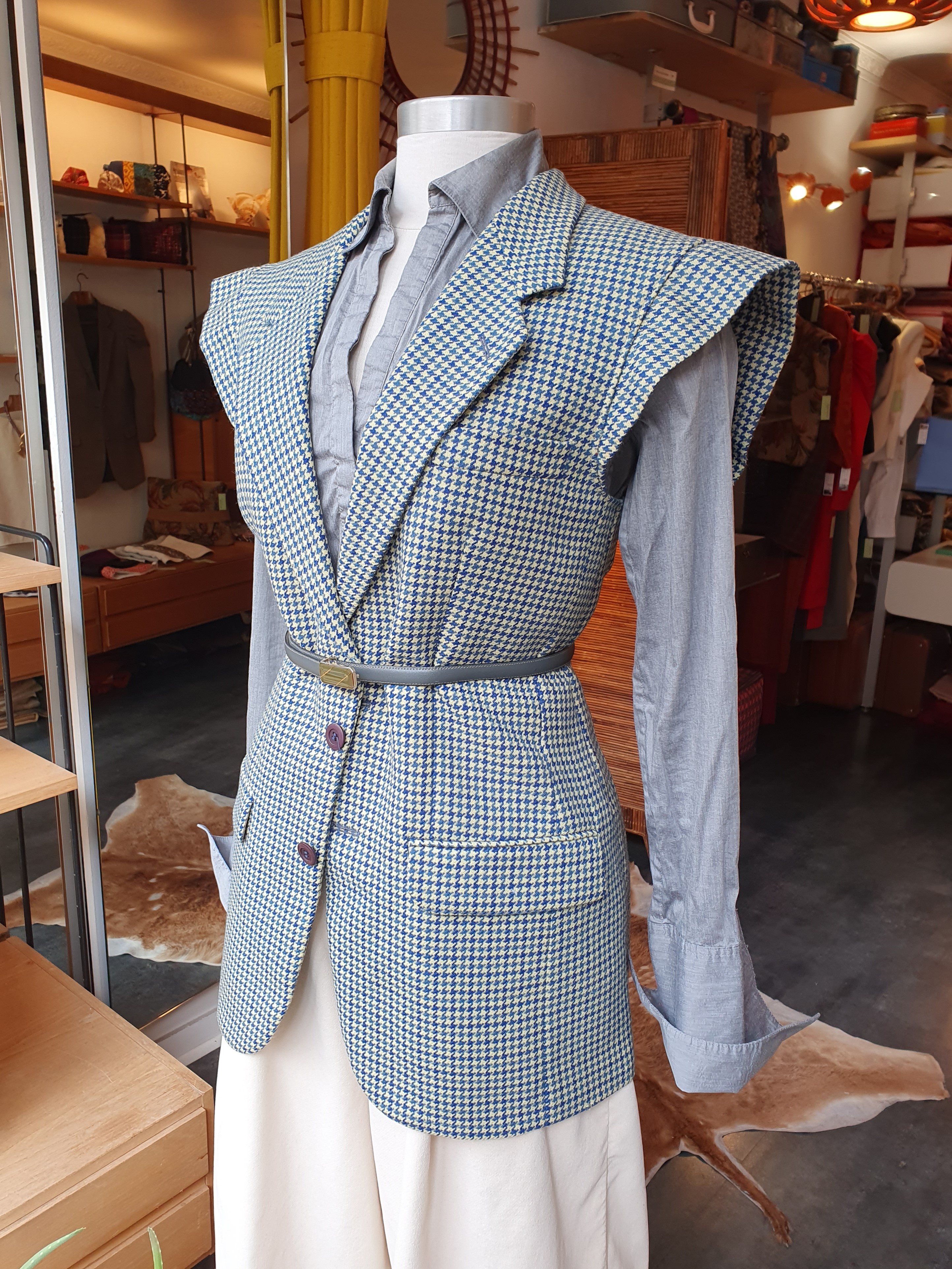 veste sans manches pied de poule