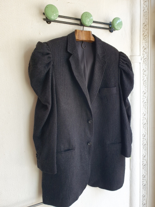 puff sleeve jacket lainage noir